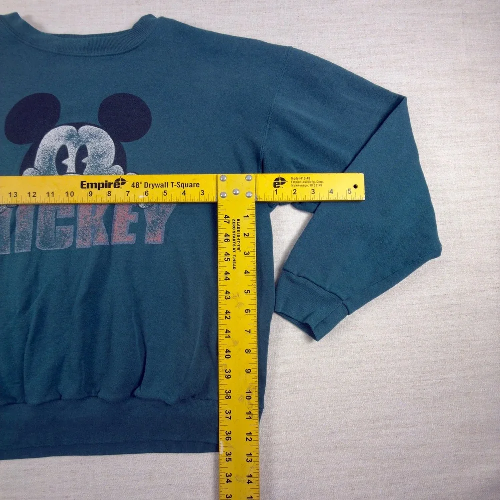 Vintage Mickey Mouse Disney Graphic Sweatshirt Teal Green Pullover Crewneck L